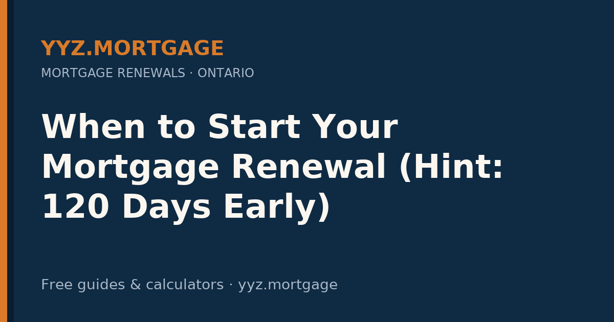 When to Start Your Mortgage Renewal (Hint: 120 Days Early) — YYZ Mortgage guide